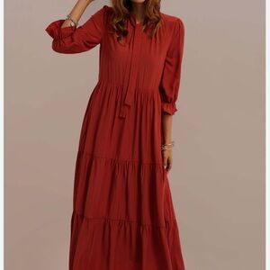 NWT petal lush rust colored long dress long sleeve stretchy